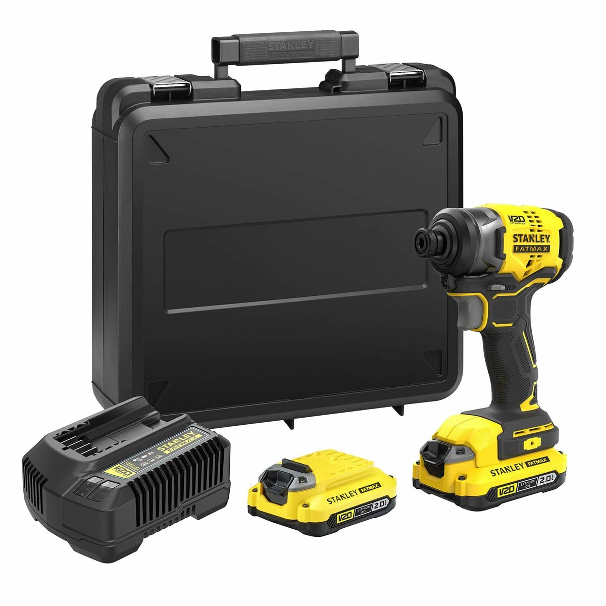 STANLEY FATMAX SFMCF810D2K-QW - Atornillador de Impacto 18V, Motor Brushless, 170 Nm 3500 ips/min, 1 Maletín 2 Baterías 2Ah 1 Cargador Gama FATMAX V20