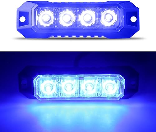 Luces estroboscópicas LED de emergencia intermitentes para camiones, 4 LED, montaje en superficie, advertencia estroboscópica, luz azul intermitente