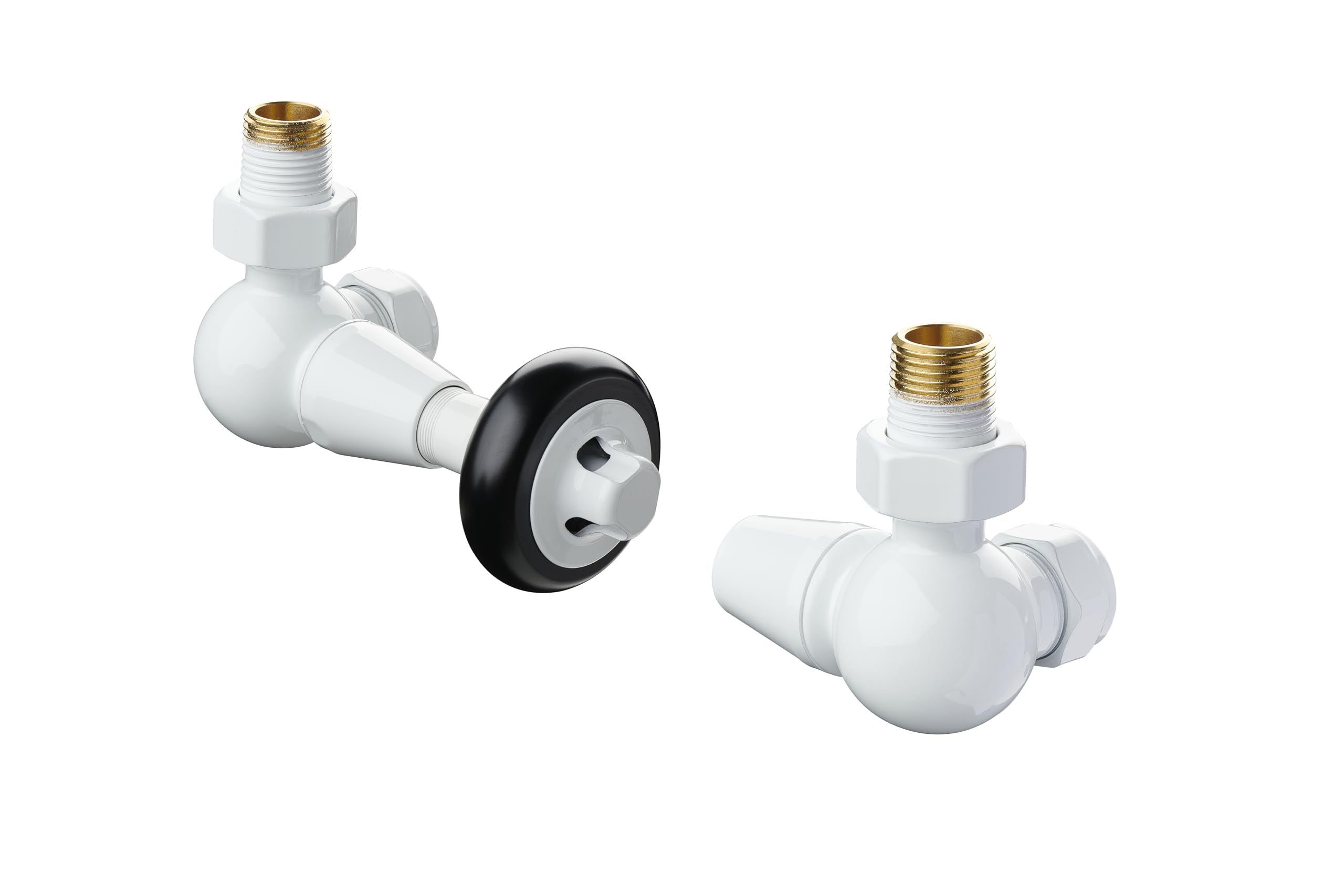 Terma Traditional Thermostatic TRV & Lockshield Set - White - Left or Right Sided - 3-Axis Corner Valve