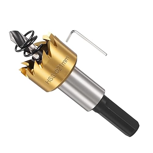 Miniatura 20 de METALLIXITY Kit de sierra perforadora de 0.689 in (11/16 pulgadas), cortador de agujeros de acero de alta velocidad M35 con broca central, llave