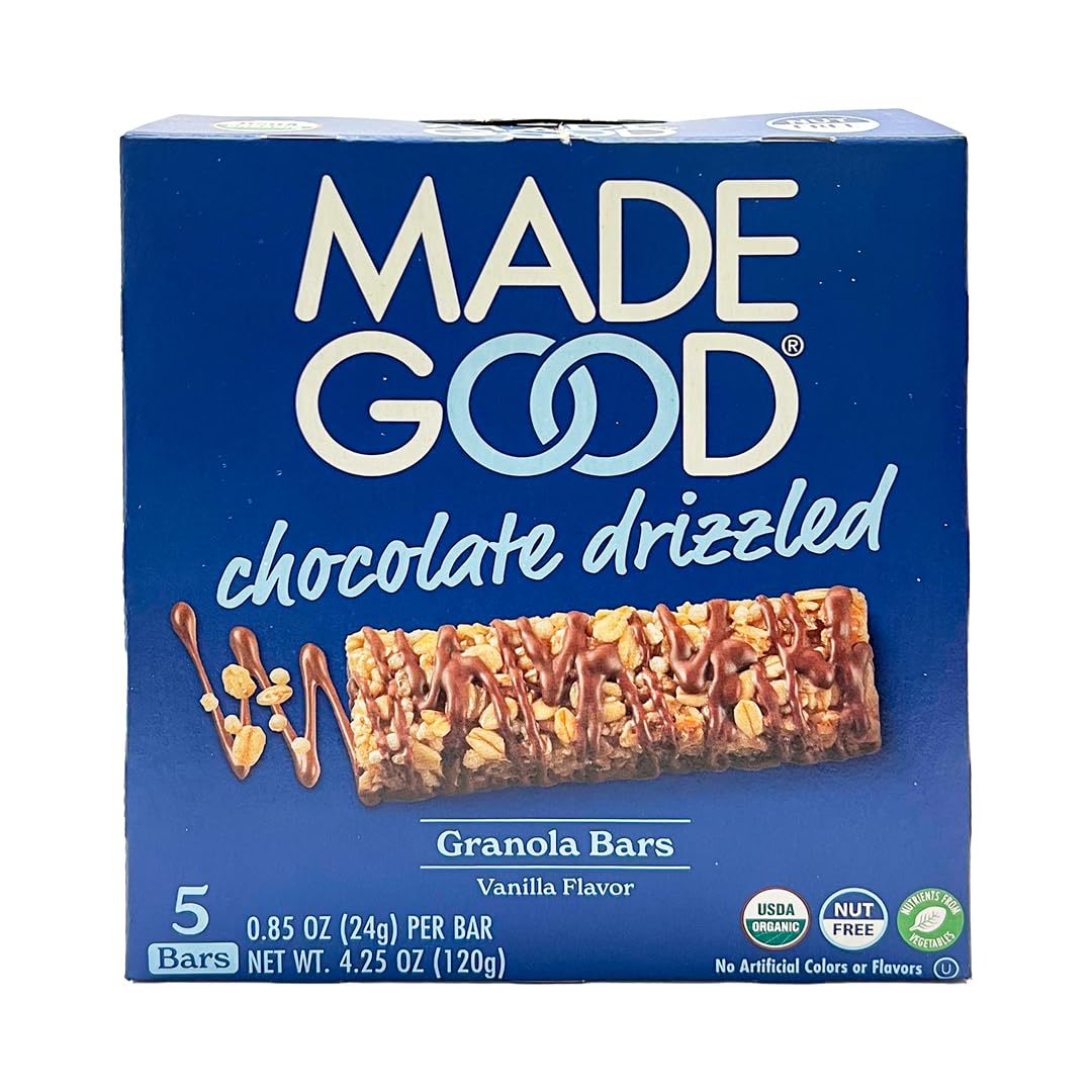 Made Good Chocolate Drizzled Granola Bar Vanilla Flavour 24g x5 Bars.
