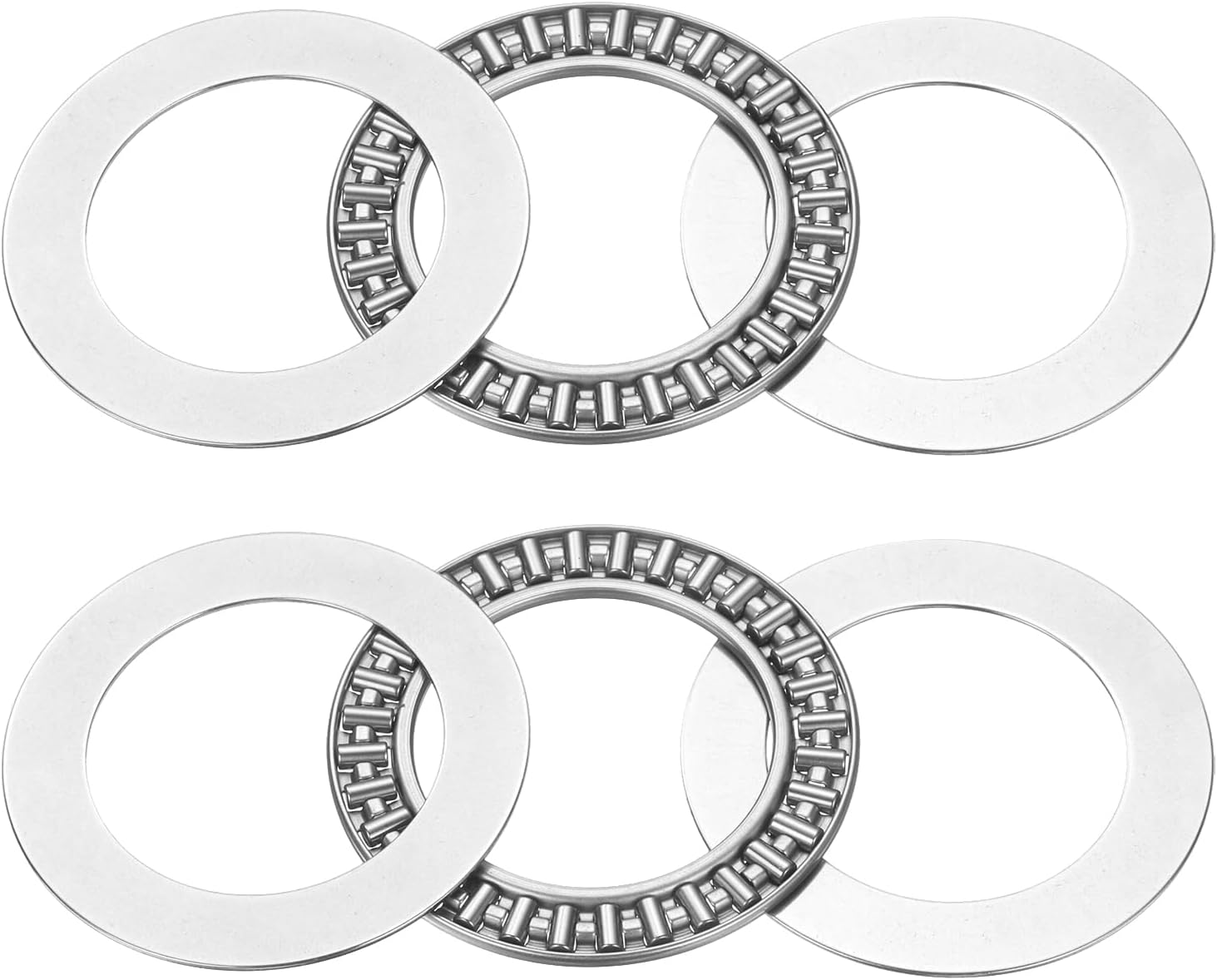 uxcell 2 Sets AXK4060 Thrust Needle Roller Bearings with 4 Washers, Chrome Steel Needle Roller Bearings, ID 40mm, OD 60mm, Thickness 5mm