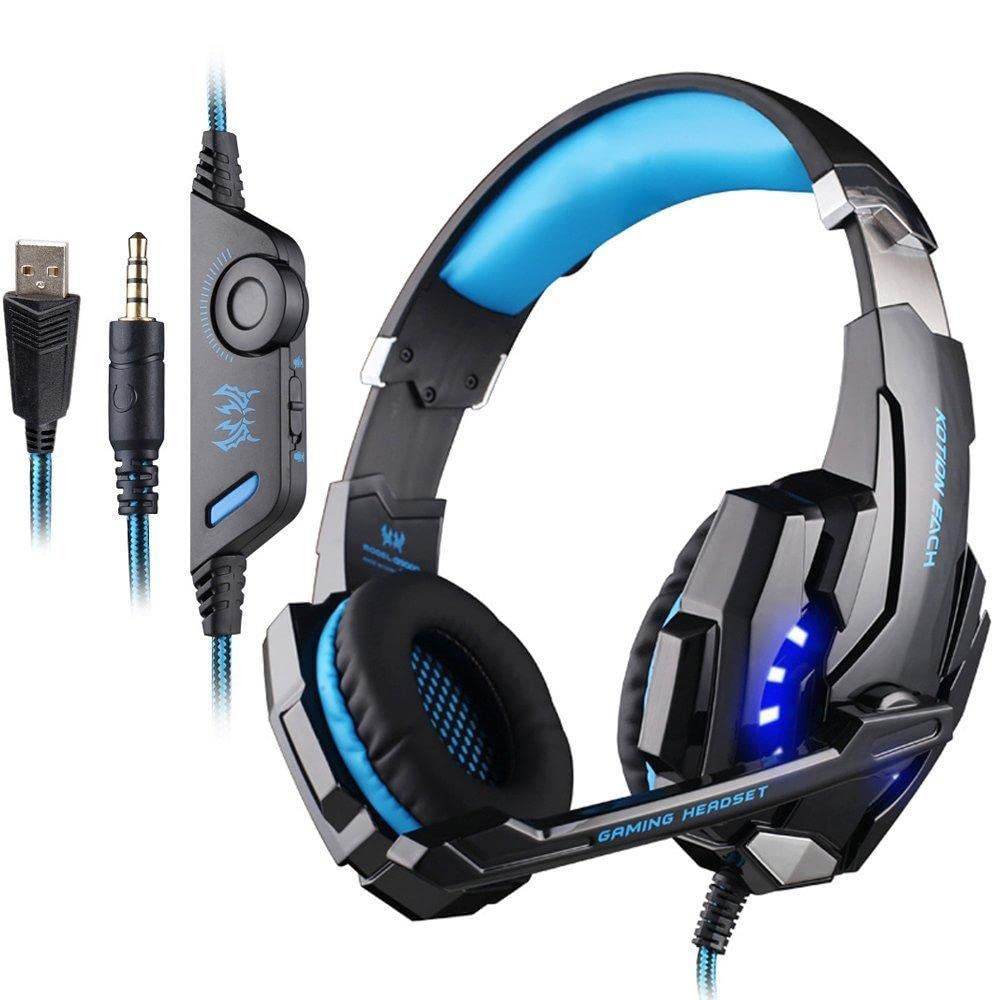 Deep Bass Game Headphone Sound Over-Ear Gaming Headset W/Led Light Red Blue | Laptop & Desktop Accessories | Headsets-image-38