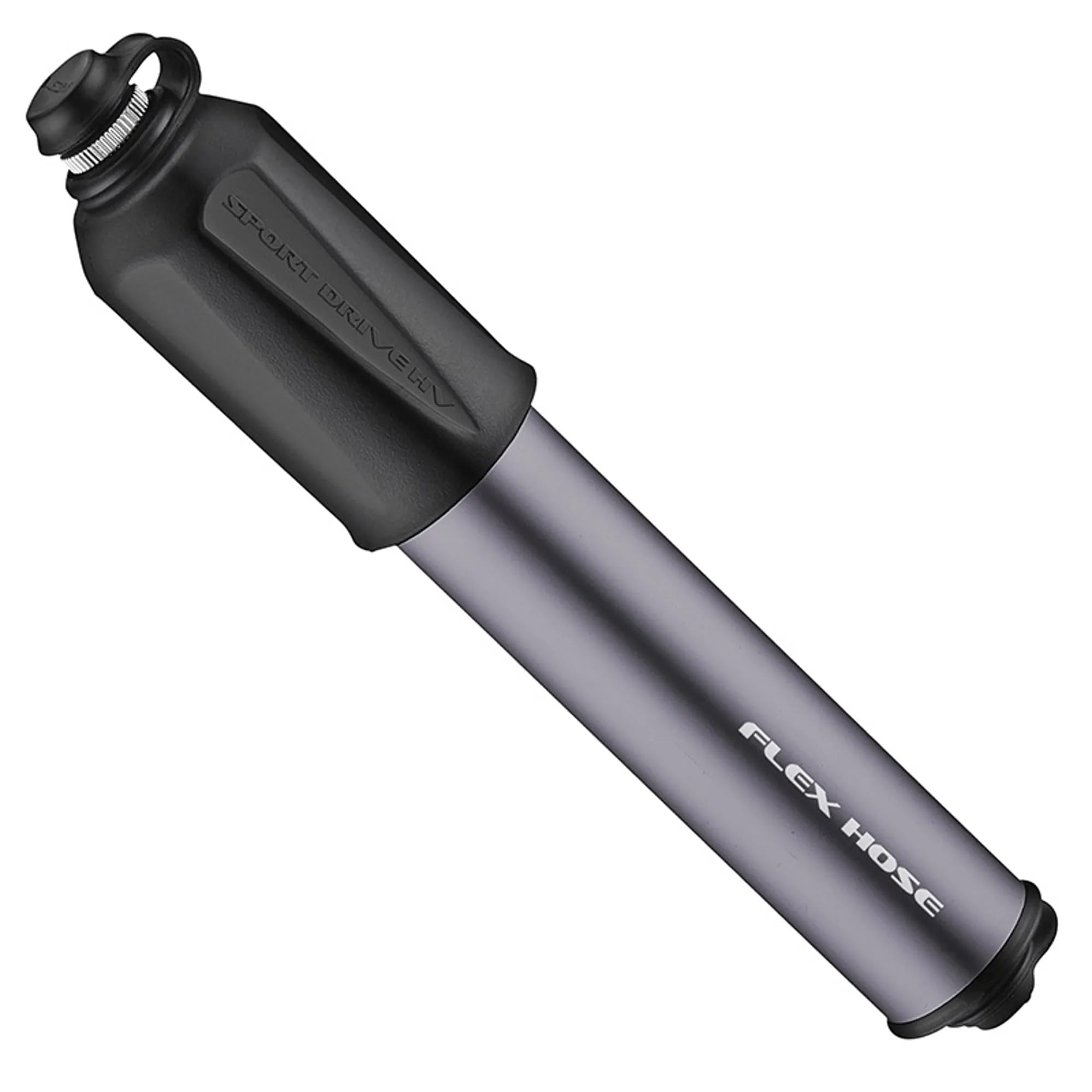 Lezyne Sport Drive HV Cycling Hand Pump- Black/Logo, 90PSI/Mountain Road Bike Frame Mount Cycle Track Trail Mini High Pressure Tyre Tube Race Lightweight Air Dual Head Presta Schrader Valve Flex Hose