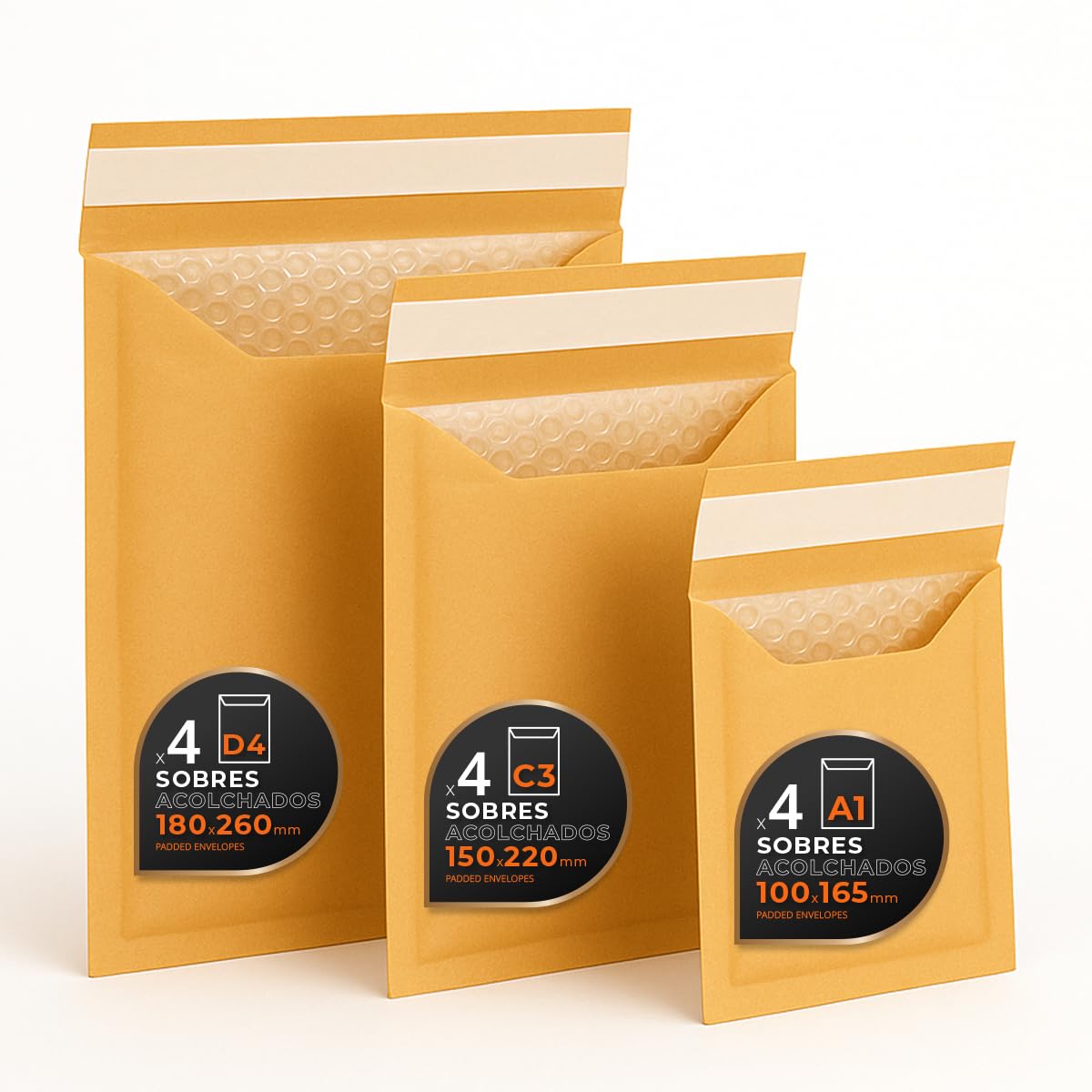 Buste Imbottite per Spedizioni Multiformato Kraft Autoadesive Carta con Pluriball 12 Pz