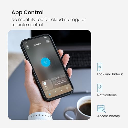 Miniatura 6 de Lockly Secure Plus Smart Lock Bluetooth, sensor biométrico de huellas dactilares 3D, cerradura de puerta delantera con asa, teclado digital,
