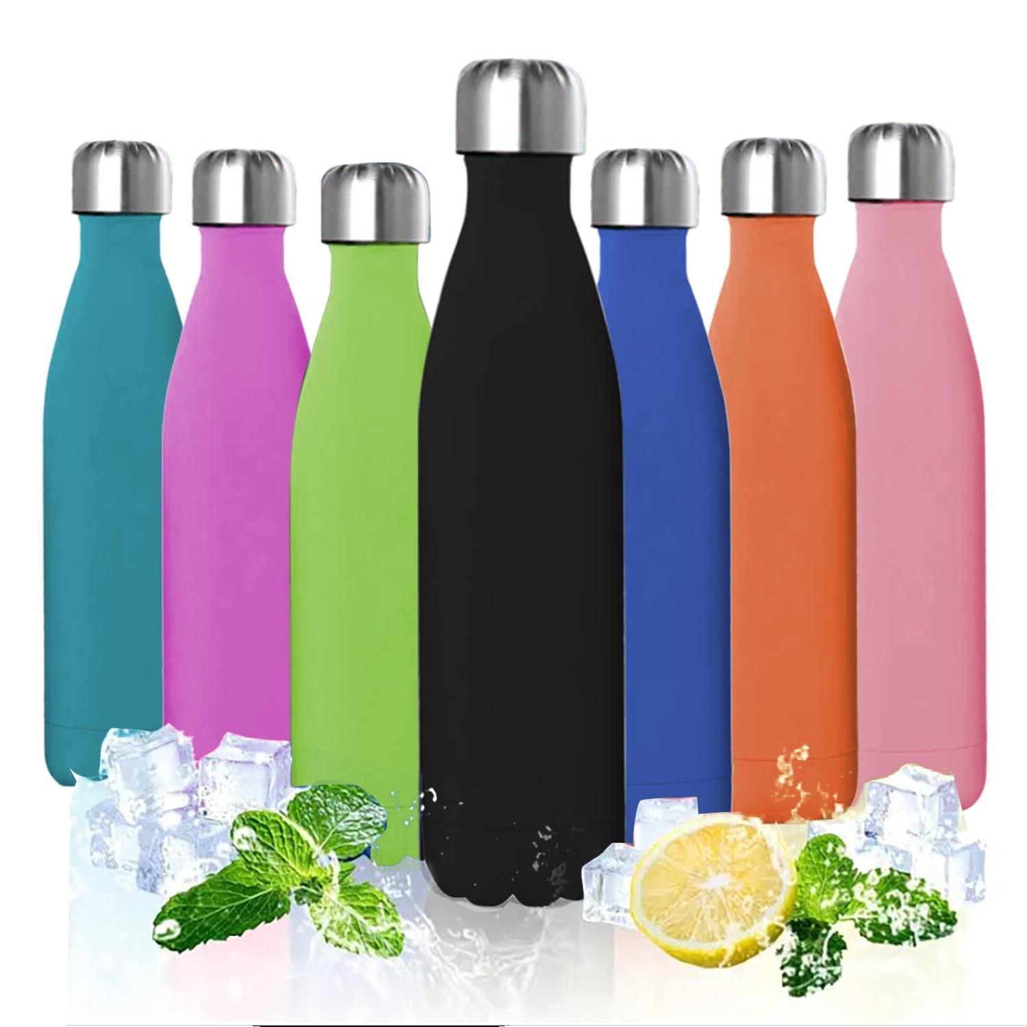ProBytes Stainless Steel 500ml Water Bottle - Thermal Vacuum Insulated Flask, Double Wall BPA-Free Material, Upto 12/24 Hrs Hot/Cold, Leak-Proof, Sports, Office, Gym, Travel, Unisex - Matte Black