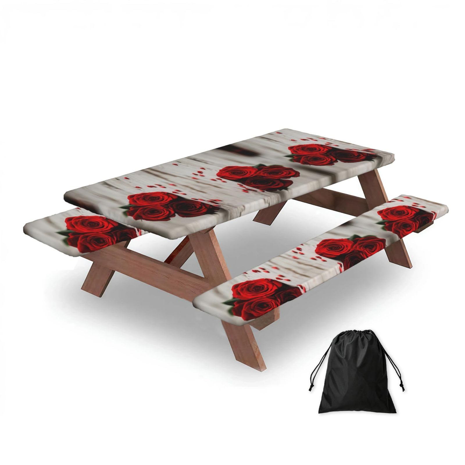 Rose Rectangular water-repellent picnic tablecloths, outdoor camping, picnic, BBQ
