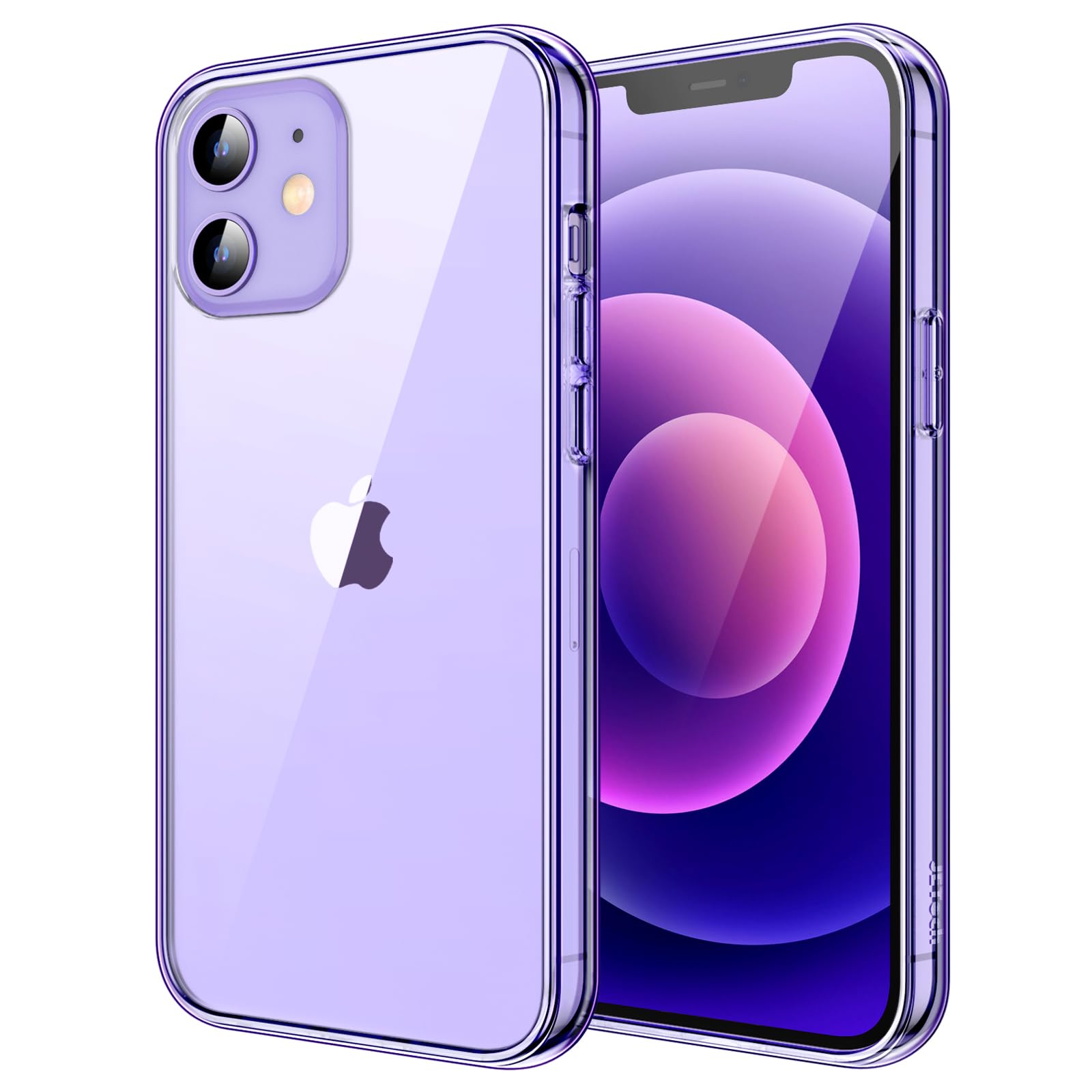 JETech Case for iPhone 12 Mini 5.4-Inch, Non-Yellowing Shockproof Phone Bumper Cover, Anti-Scratch Clear Back (Deep Purple)