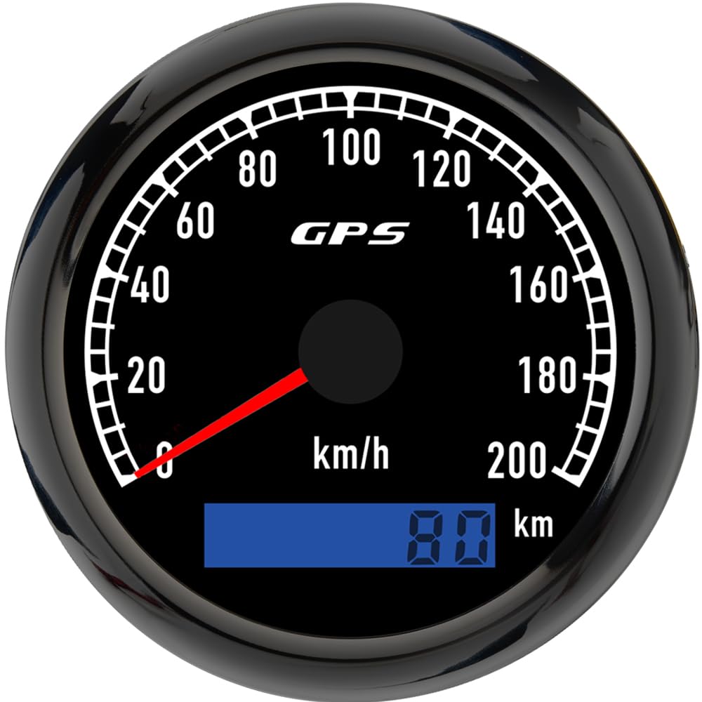 ELING Compteur de vitesse GPS 80 mm - Affichage de la vitesse 0-200 km/h avec compteur kilométrique total et rétroéclairage 7 couleurs pour voiture et moto (12 V/24 V)