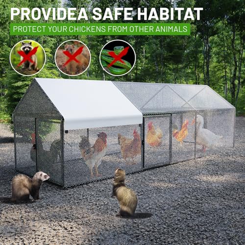 NUGRIART Metal Chicken Coop with Waterproof Cover, 79\"x40\"x40\" Portable Poultry Cage, Outdoor Backyard Farm Walk-in Hen House for Chickens, Ducks, Rabbits and Small Pets - Thumbnail 7