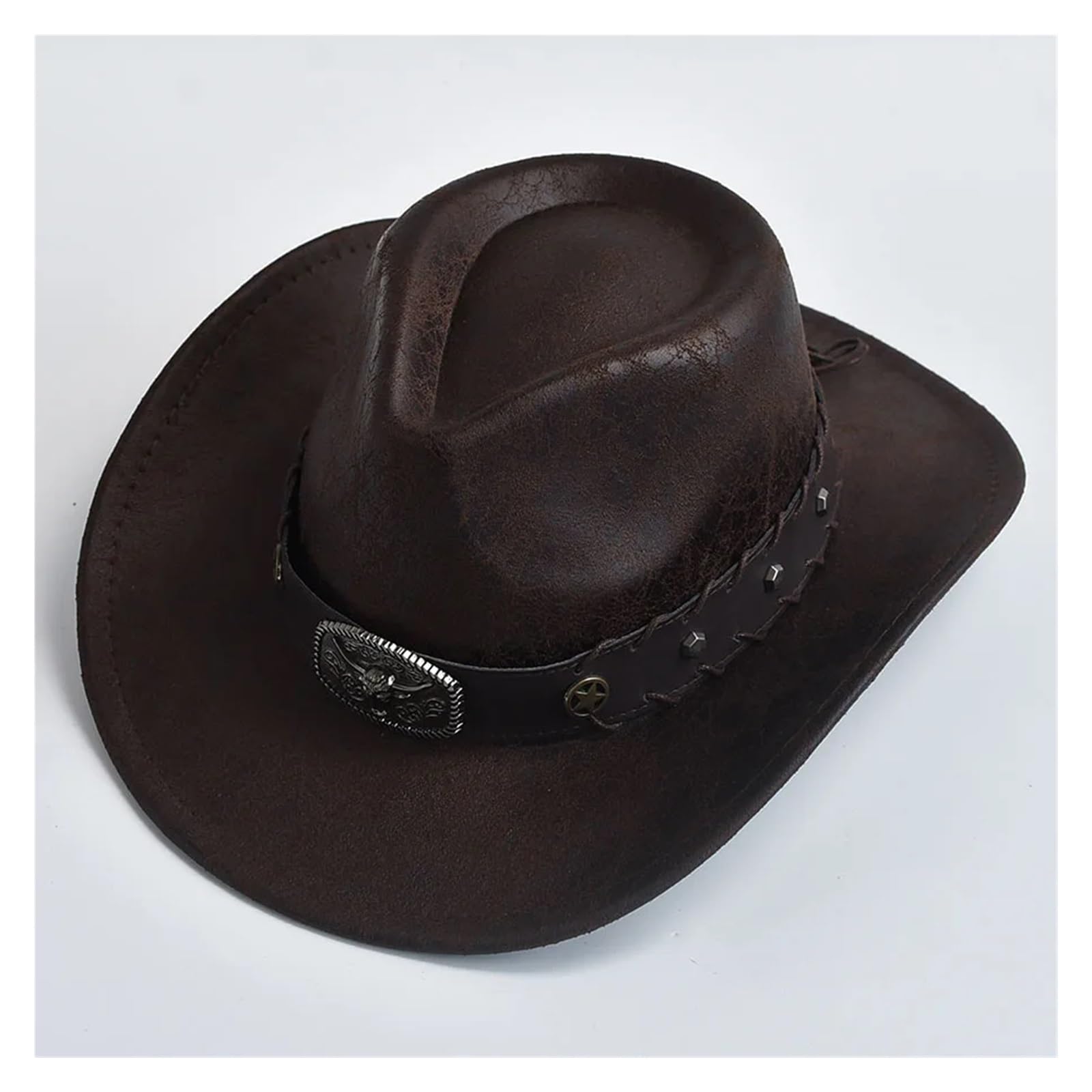 Cappello Cowboy Cappello da Cowboy for Uomo e Donna in Finta Pelle Vintage Gentiluomo, Cowgirl, Jazz, Sombrero