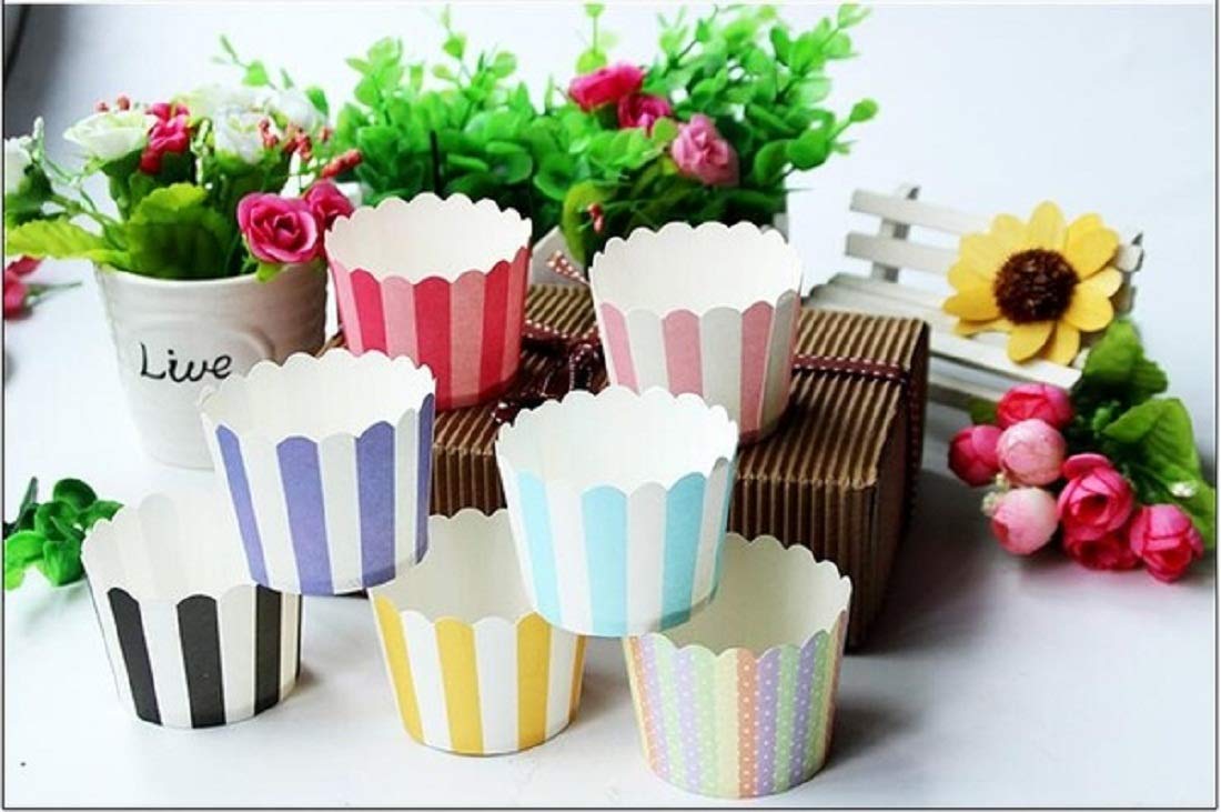Home REPUBLIC-50Pcs Paper Cake Cup Cupcake Cases Liners Muffin Kitchen Baking Wedding Party Random Color