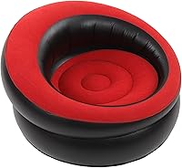 Vista 9 de Srliya Sofá inflable de aire flocado, silla inflable simple, sofá perezoso, sofá puff para sala de estar, dormitorio, sala de lectura, oficina, Rojo