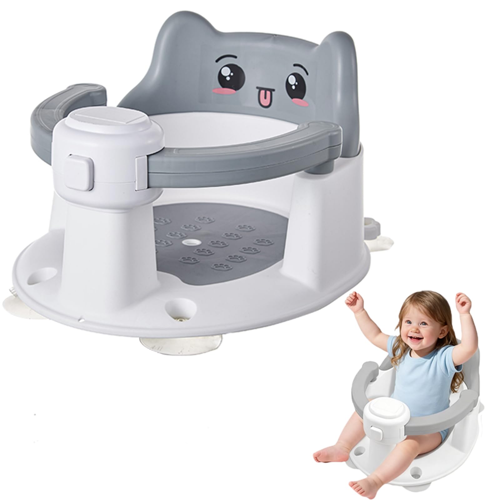Siège de Bain Bébé avec 4 Ventouses Antidérapantes, Portable et Sécurisé pour Douche ou Baignoire