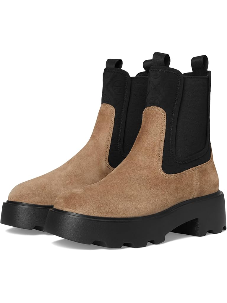Brown Tory Burch Monogram Lug Chelsea Boot 65mm