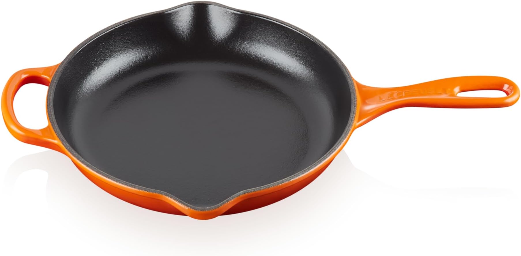 - Enameled Cast Iron Signature Iron Handle Skillet, 9", Flame