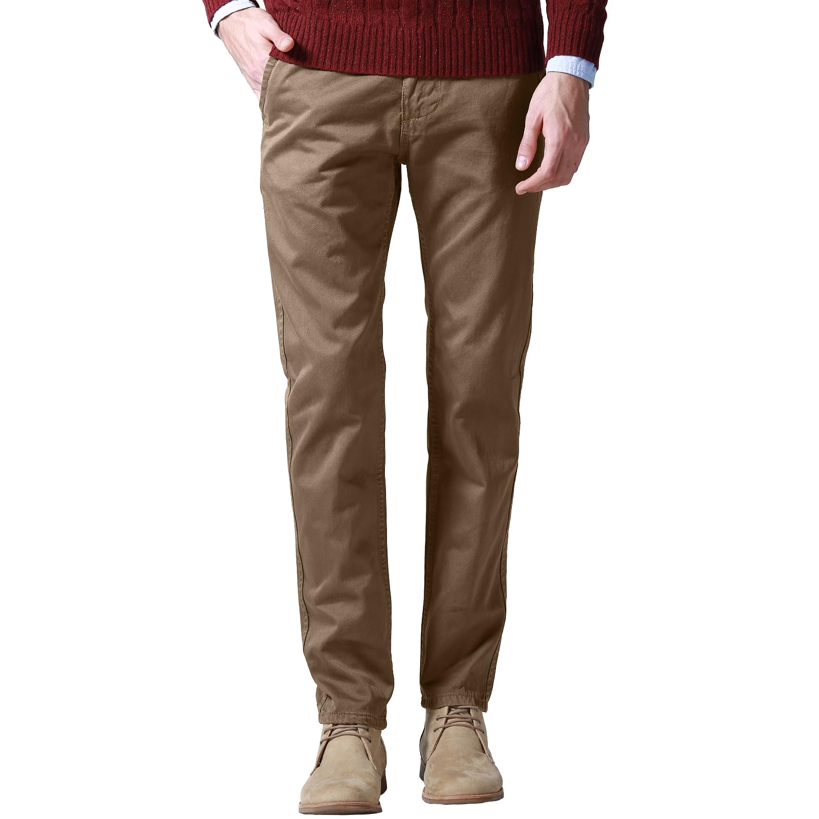 Match Mens Regular-Fit Casual Flat Front Chino Pants