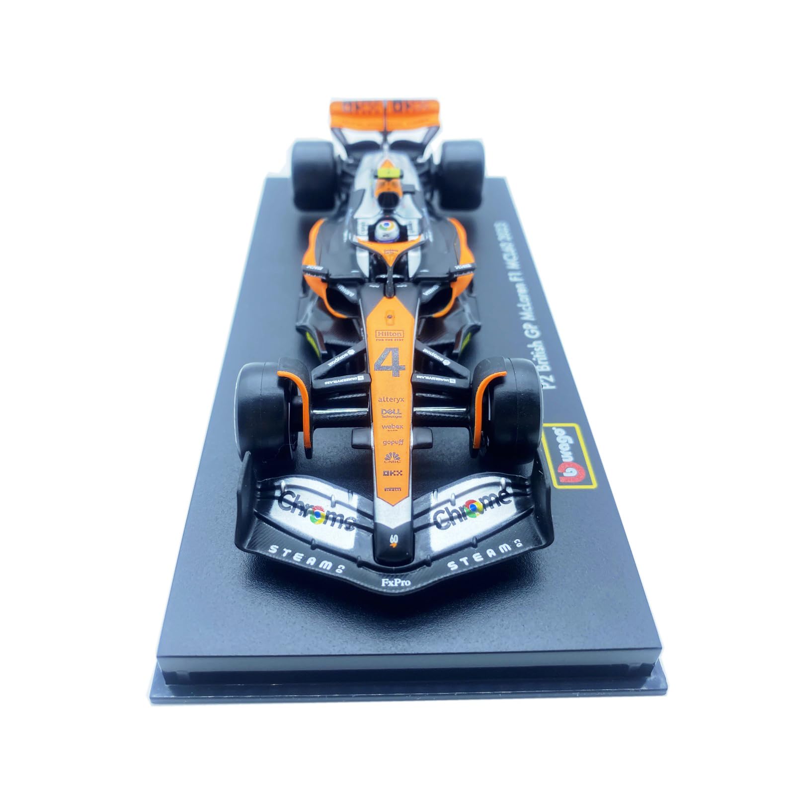 HTLNUZD Bburago 1:43 2023 F1McLaren MCL60#4 British GP Lando Norris Voiture de course en alliage 1/43 Formule 1 Modèle de voiture moulée sous pression pour adultes