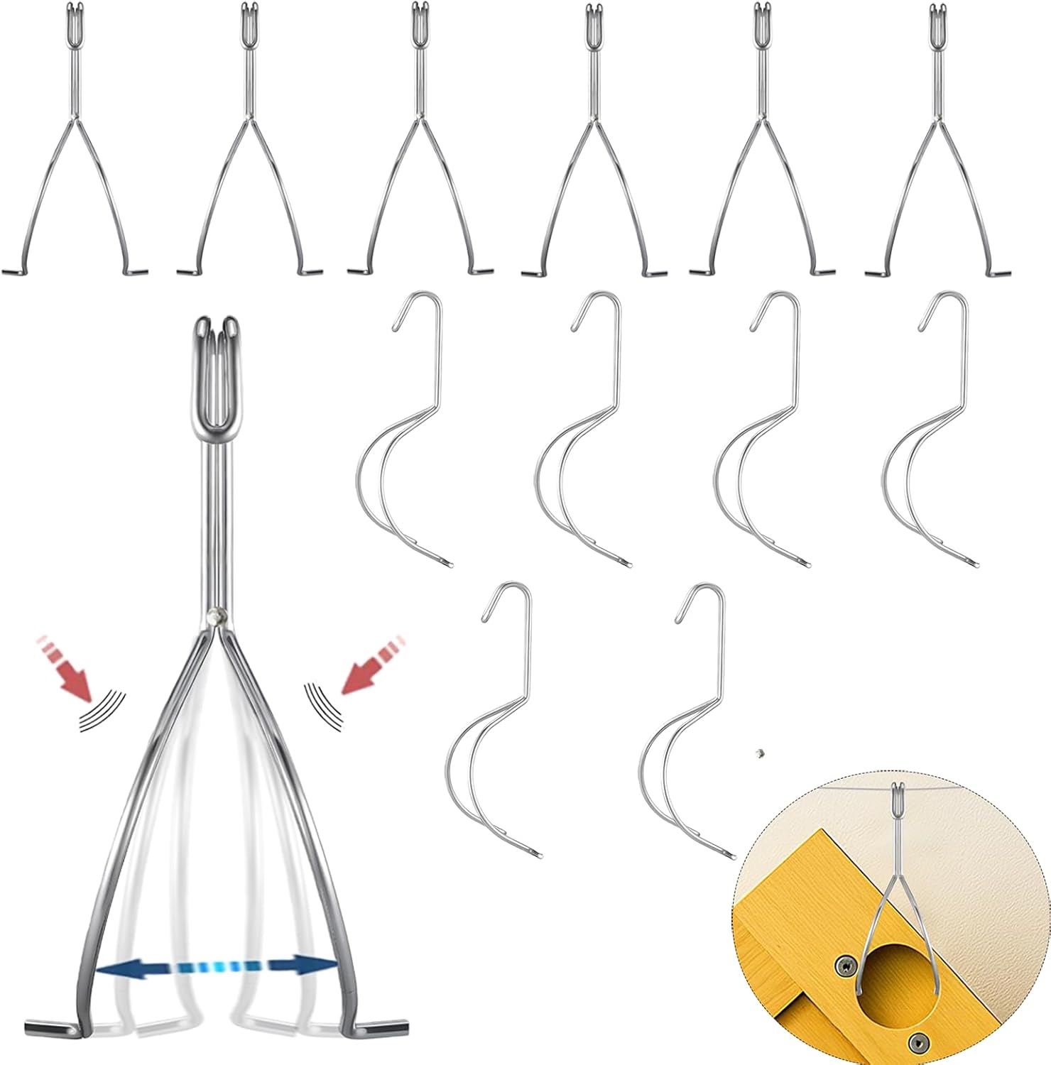 12 Pack No-Drill Cabinet Door Painting Hangers, Heavy-Duty Stainless Steel Spray Rack & Drying Hooks for Woodworking & Furniture Restoration