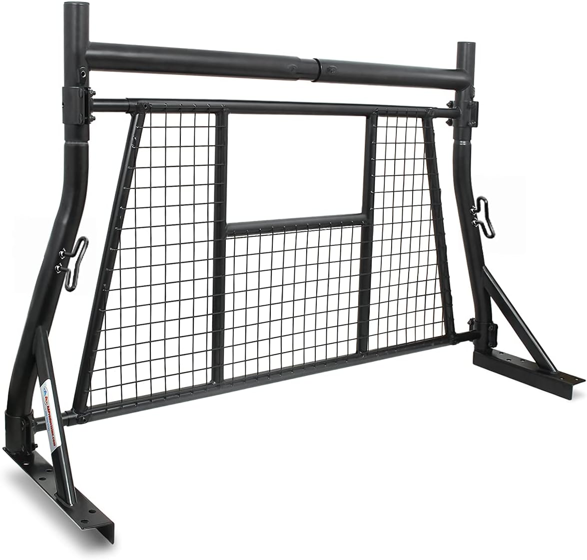 Model X35-A-W Adjustable Headache Rack Single Bar Extendable Pick-up Truck Rack with Protective Screen Set (Black)