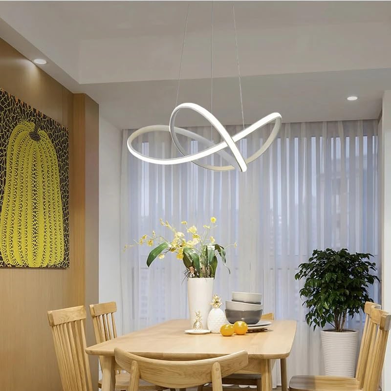 Lámpara Colgante Circular, luz de suspensión, lámpara de Techo Tipo araña para Comedor y Sala de Estar (Blanco, Blanco Neutro_Diámetro 60CM)