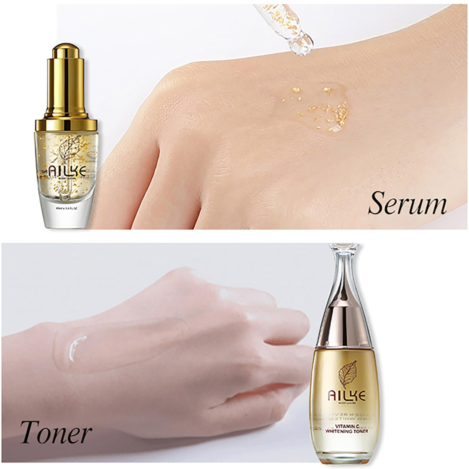AILKE Collagen Whitening Face Care Kit, Clear Skin, Moisturize, Reduce Dark Spots, Melanin, Anti-Wrinkle, With Hyaluronic Acid, For All Skin Types, (Gift Set)