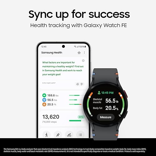Miniatura 12 de SAMSUNG Galaxy Watch FE 40mm LTE AI Smartwatch con seguimiento de fitness, sensor BIA, zonas de frecuencia cardíaca personalizadas, monitor de Negro