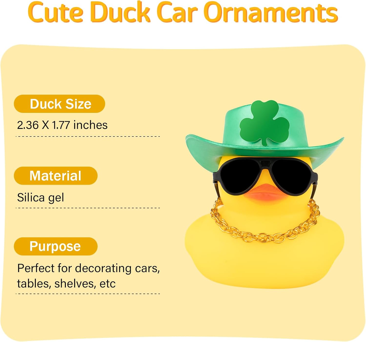 wonuu St. Patrick's Day Decorations - Lucky Green Shamrock Hat, Sunglass-Gold Necklace Rubber Duck Party Favors and Supplies