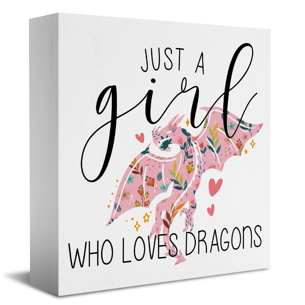Funny Dragon Sign Dragon Decor Desk Decor Wooden Box Sign Dragon Gifts Wood Block Plaque Box Sign for Dragon Lovers Women Girls Room Bedroom Shelf