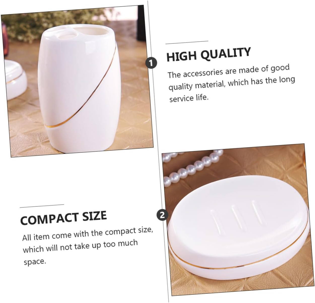 Cabilock Hotel Home Use 5pcs Sanitary Ware Lotion Soap Dispenser Toothbrush Holder
