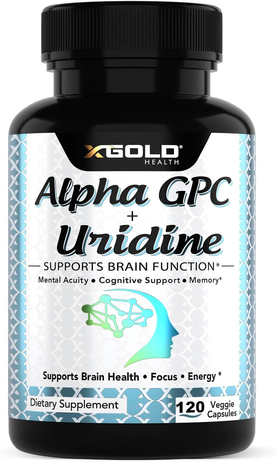 Alpha GPC + Uridine 900mg Powerful Nootropic for Boost Focus, Memory, Energy, Mood & Cognitive Performance 120 Vegetarian Capsules