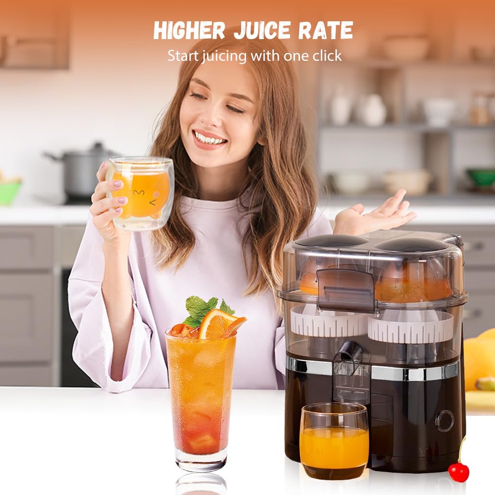 Prensa de cítricos eléctricos, 100 W Presor Cítrico Eléctrico (Gris) | Doble Cabeza y Cortador Juicer Naranja Máquina,Jugo de Fruta De Naranja Automático,Lavavajillas Lavadoras