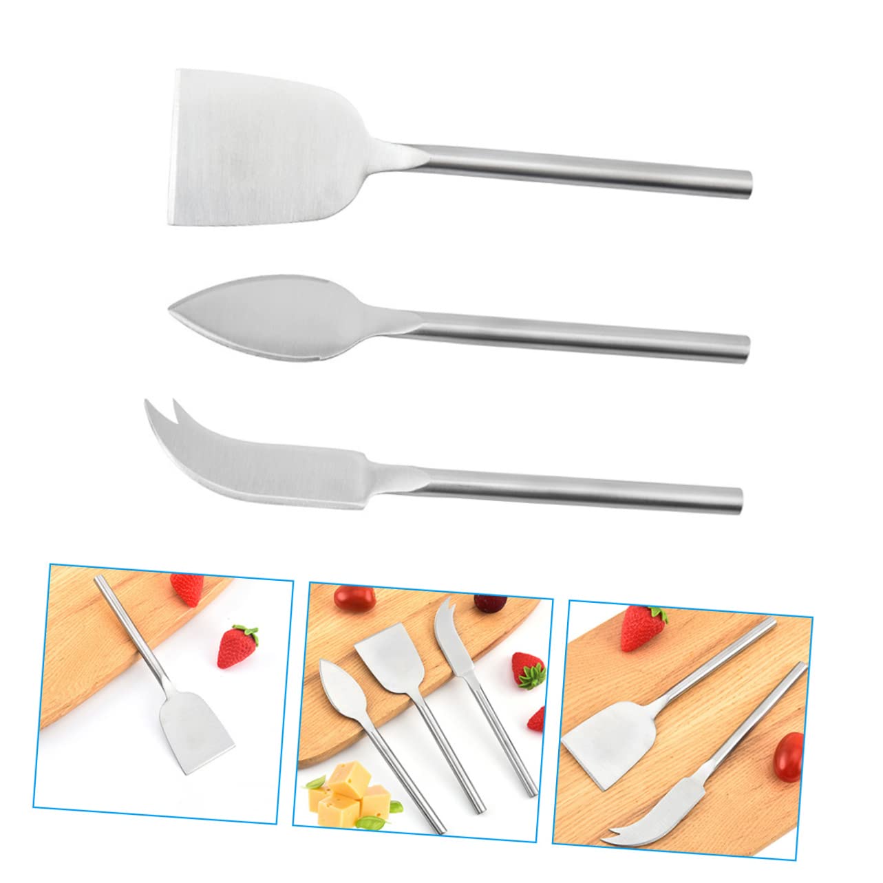 Cabilock 3-piece Cheese Knife Set Stainless Steel Spreader Fork Spatula Charcuterie Board Accessories