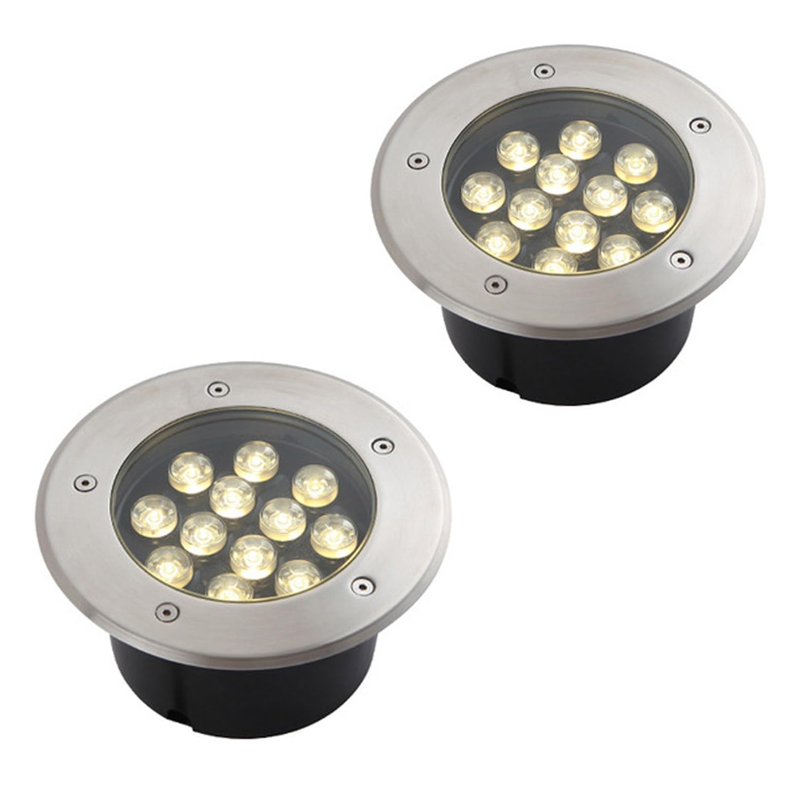 Luci LED da Incasso per Esterni, Faretti Rotondi A Prova D'acqua, 12 V, per Giardini, Vialetti e Terrazze, Set 2(Warm white,15W)