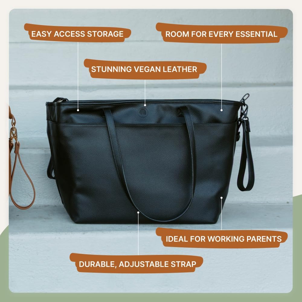 Parker Baby Willow Tote Bag | Stylish Vegan Leather Diaper Bag Tote with Modular Storage & Removable Inserts & Roomy Interior - Image 7