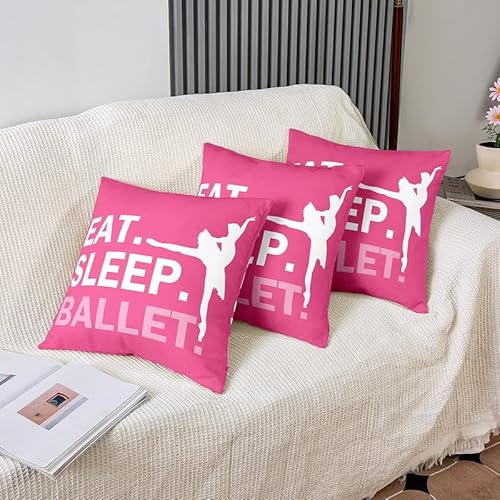 Jejeloiu Girls Ballet Throw Pillow Cover 18"X18" Set Of 2 Dallet Dancer Pillow Cases Kids Women Ballerina Decor Cushion Covers For Living Room Bedroom Pink Decorative Throw Pillowcases #TOP3