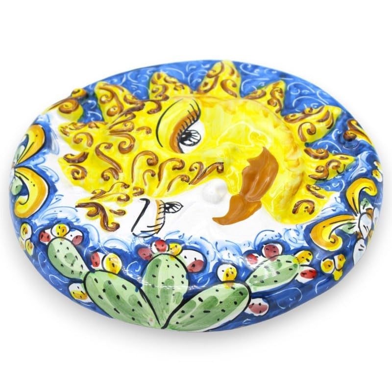Cerámica Caltagirone SICILIA BEDDA CAPACI Eclipse Sol y Luna Plato Barroco Azul 2