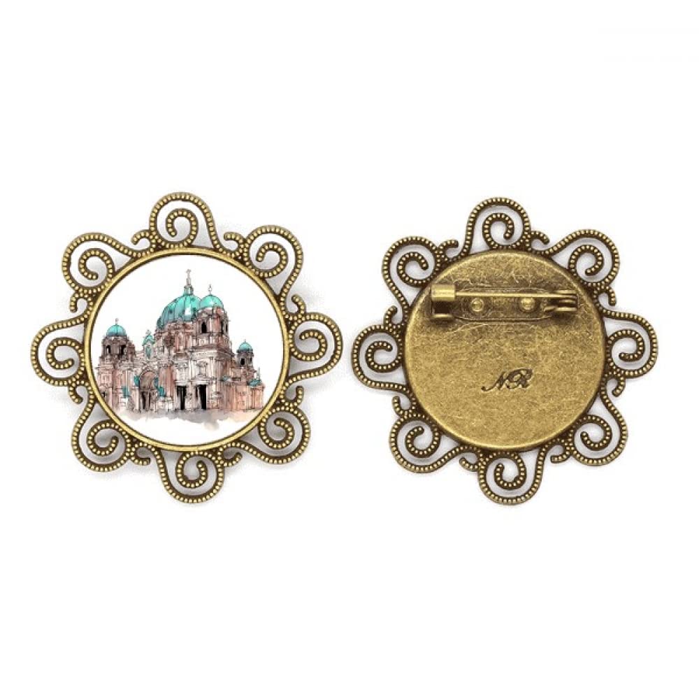 Broche fleur Cathédrale de Berlin en métal ciselé et finitions main - 4