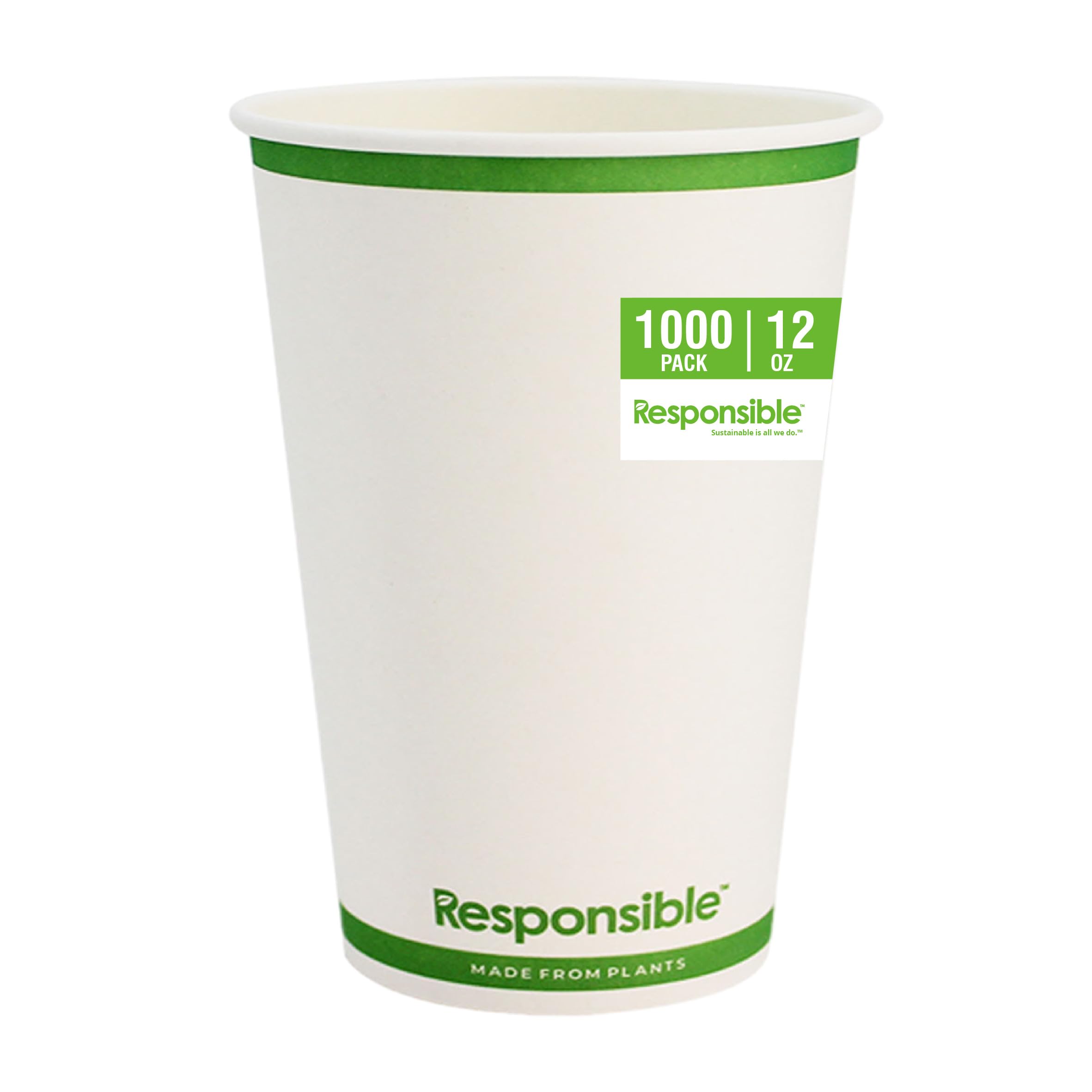 Responsible Products 12 oz (1000 Count) / Classic White / Casual Cups