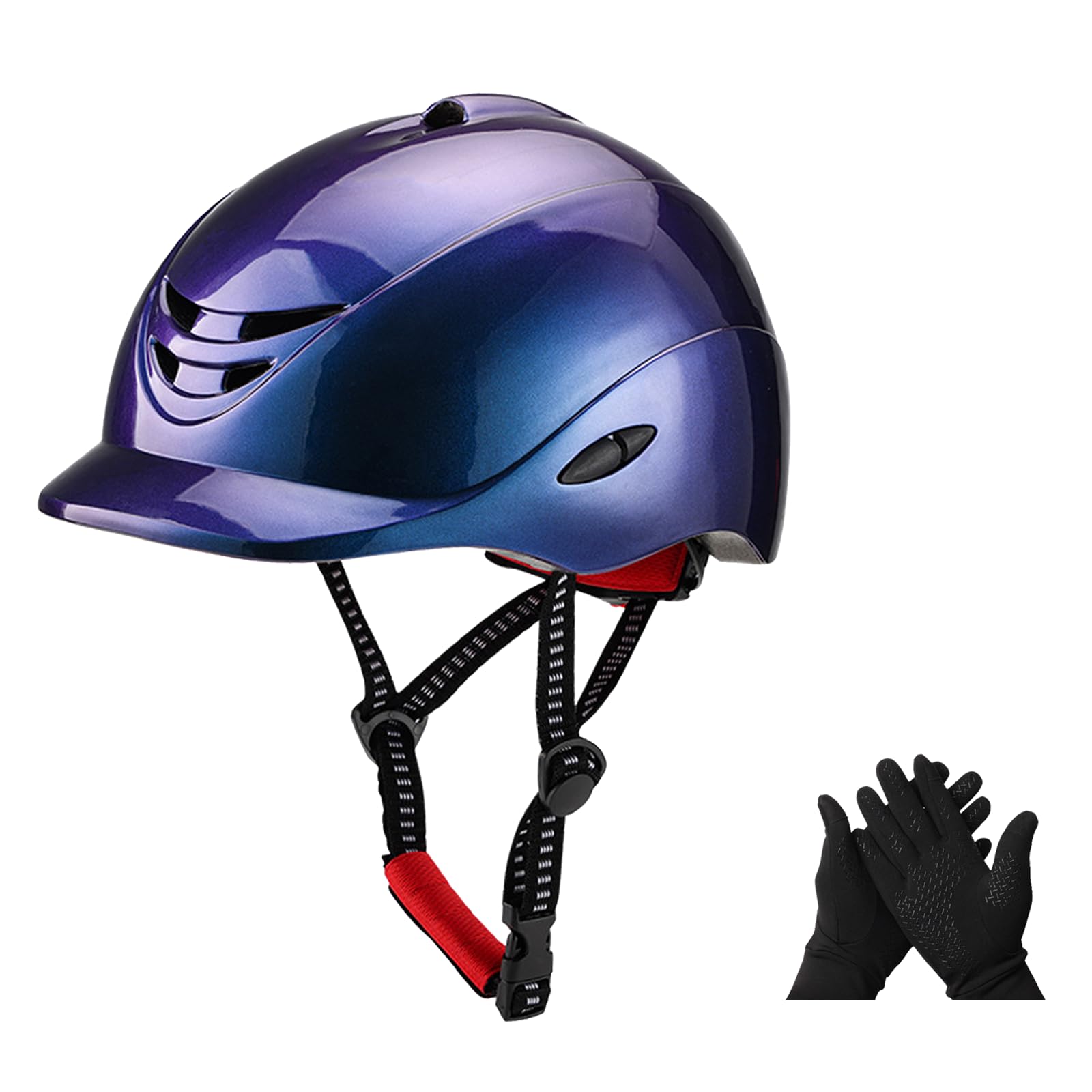 Equestrian Helmets Set, Helmet and Winter Gloves for Horseback Riding, Training Safety Gear, Suit for Youth, Women, Adult
