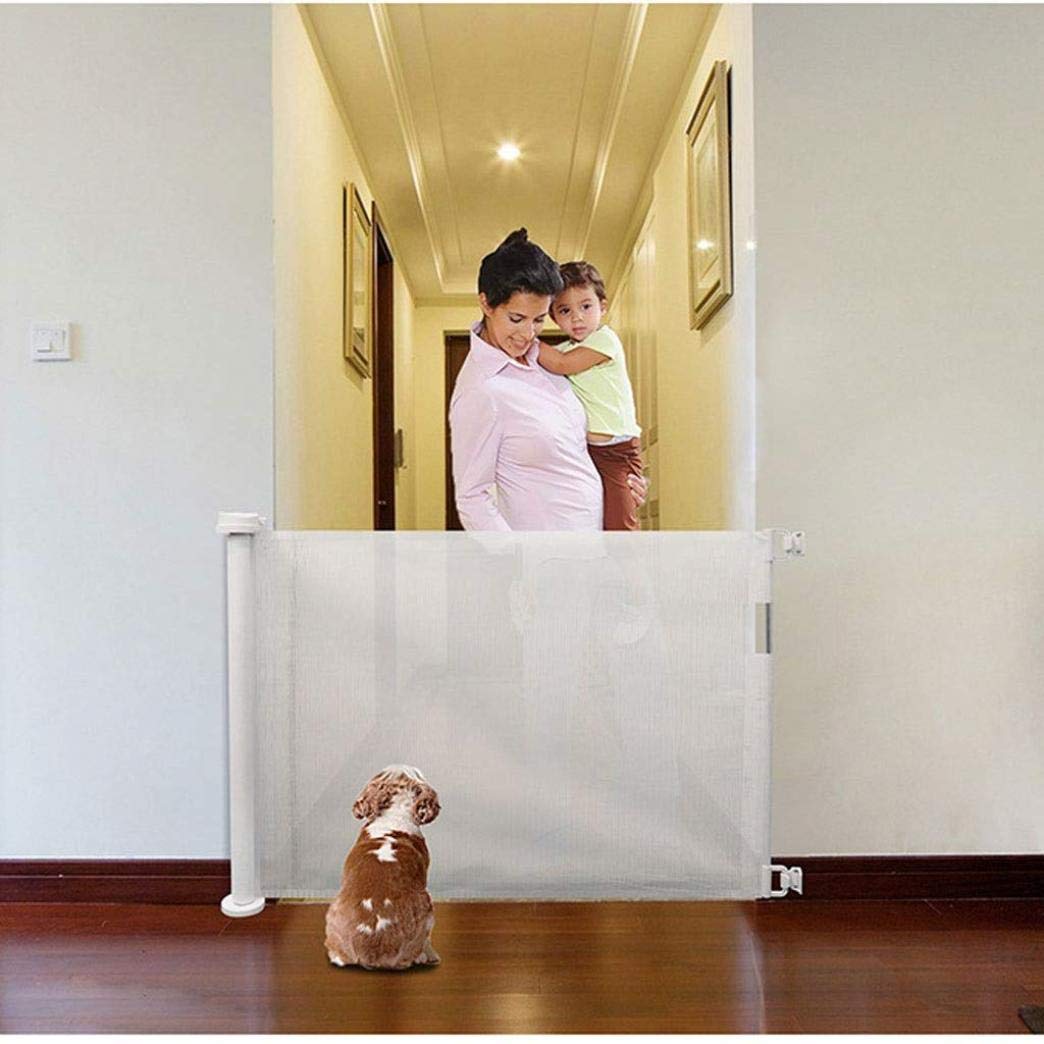 Cancello di sicurezza per bambini retrattile Ringhiera a parete Doppia chiusura di sicurezza Cancello di protezione magica per animali domestici (dimensioni: 130 cm), 130 cm