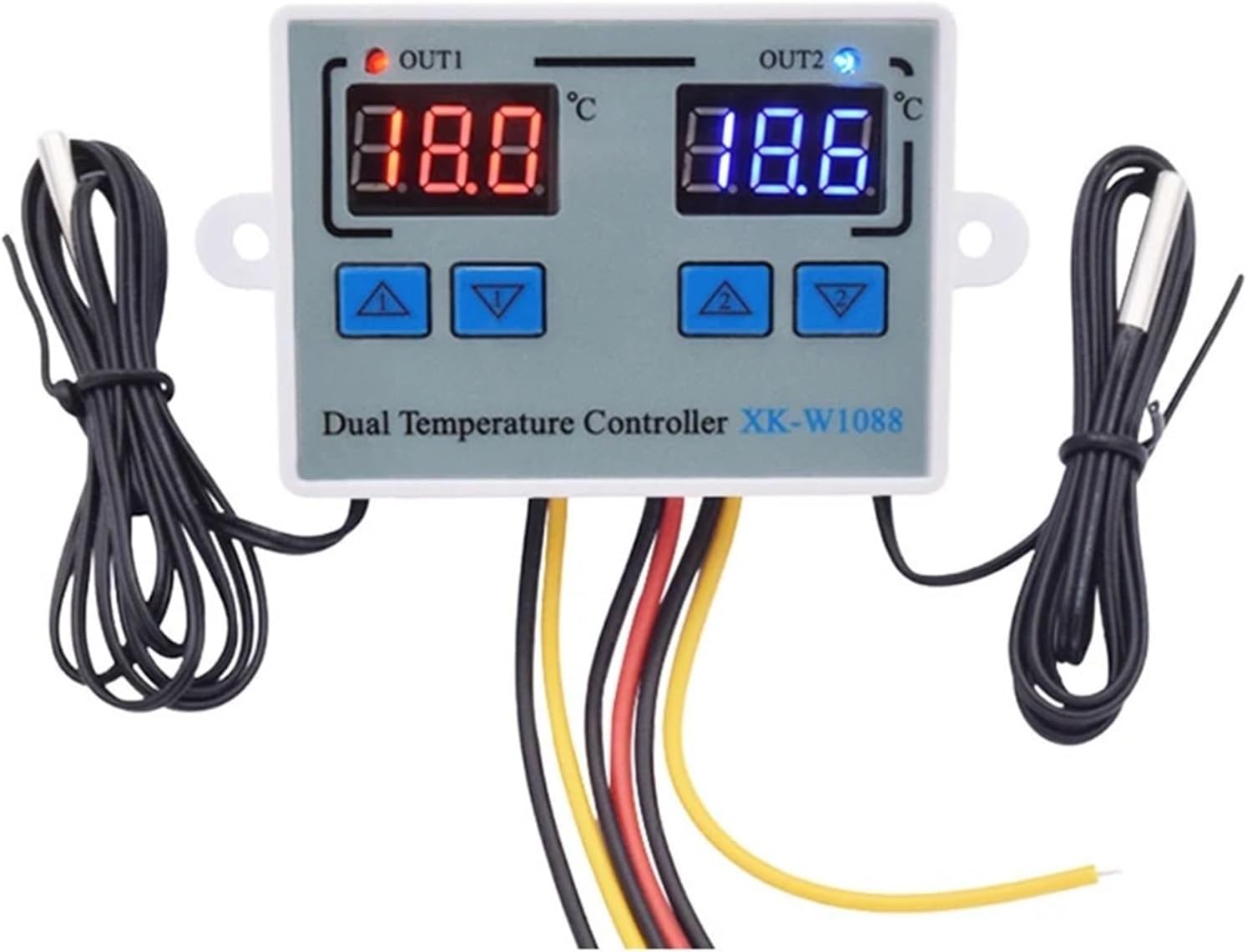 W1088 Dual LED Digital Temperature Sensor Meter Controller Electric Heating Thermostat 220V Aquarium Incubator Thermoregulator(AC 110-220V)