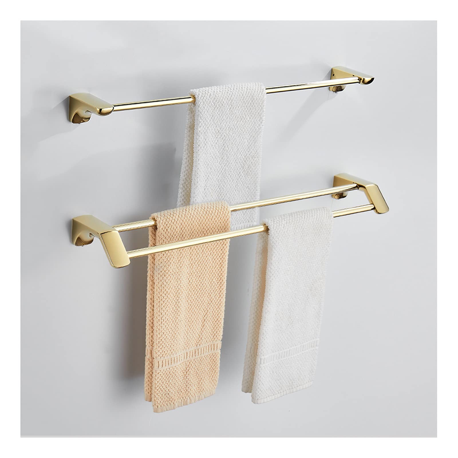 TOMYEUS Shower Caddy Bathroom Shelf Bathroom Towel Holder,Hand Towel Bar Kitchen Dish Cloth Hanger No Drill 304 Stainless Steel Wall Mount Brushed Steel Golden Two-Piece Suit Shower Organizer
