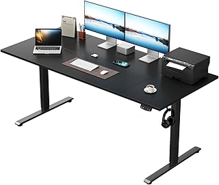 Klicelor Höhenverstellbarer elektrischer Schreibtisch, 120 x 80 cm Sitz-Steh-Bürotisch, Computertisch mit Memory-Funktion, Stehpult, Gaming-Tisch mit vierteiliger Tischplatte, Schwarz