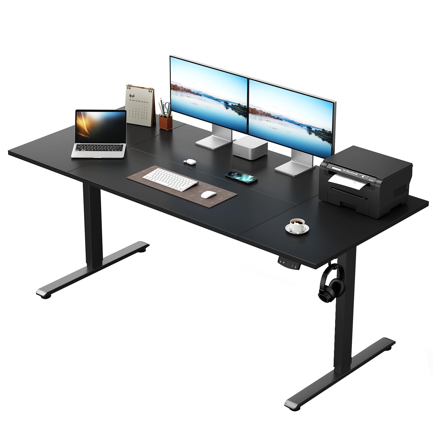 Klicelor Höhenverstellbarer Schreibtisch, Elektrischer Steh-Sitz Bürotisch, Computertisch mit 2 Memory-Funktionen, Stehpult, für Homeoffice & Büro