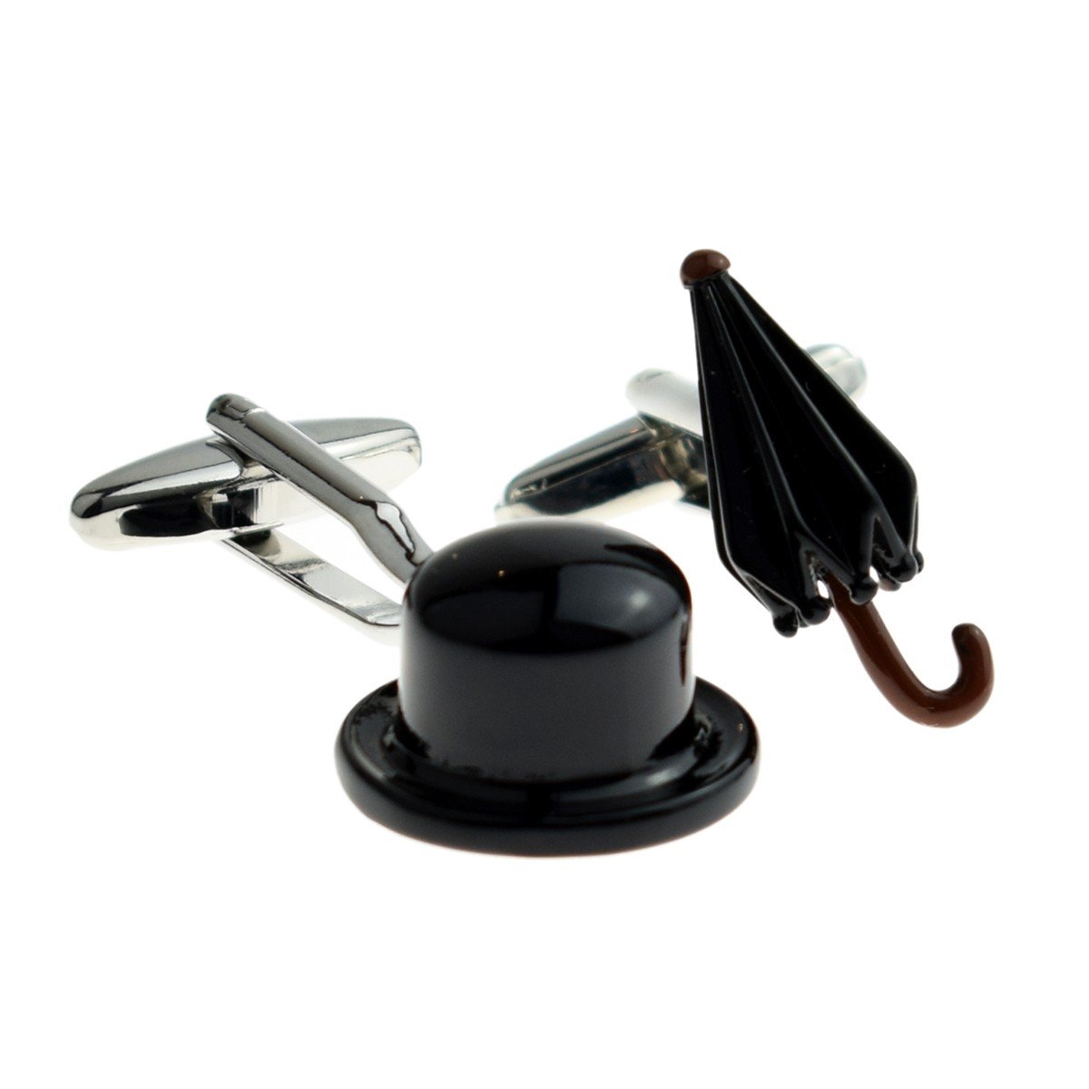 Gtr Rhodium Bowler Hat & Umbrella Cufflinks X2nc003