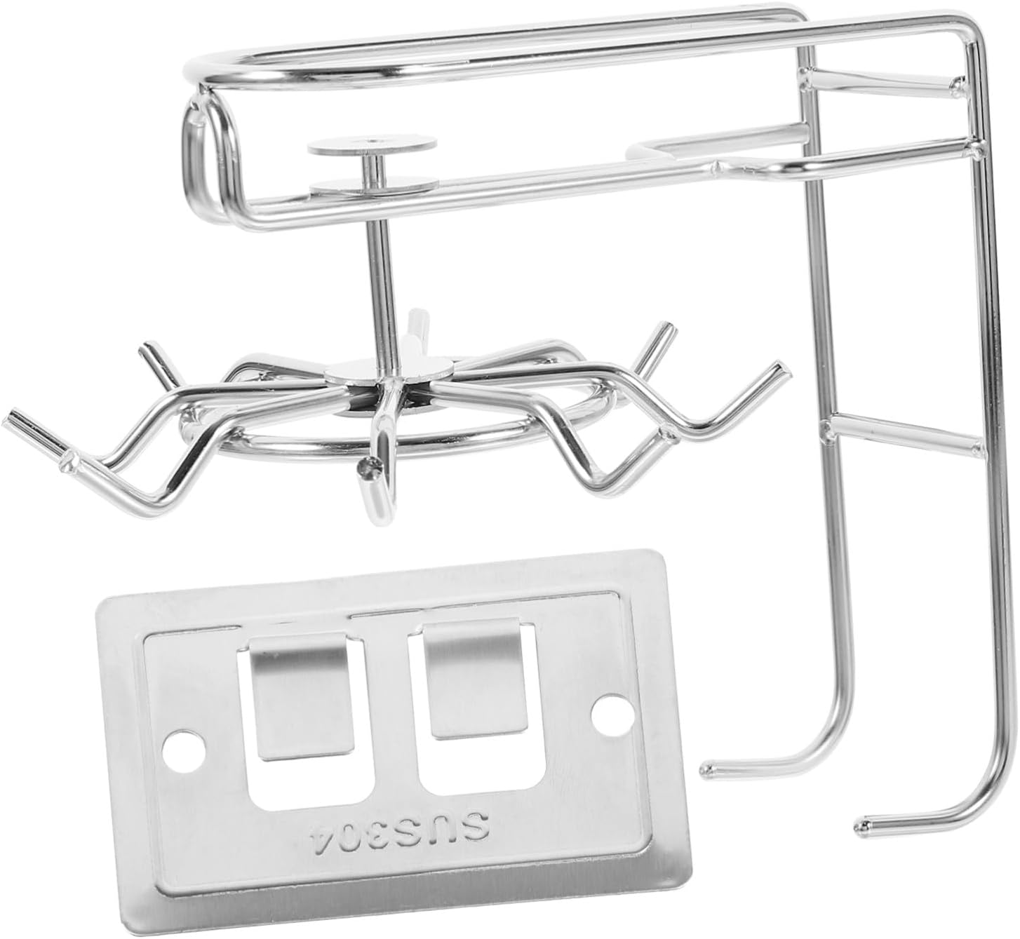 Rotating Stainless Steel Kitchen Utensil Hook Wall Mount Organizer Strong Suction No-Punch Storage Rack for Kitchen Bathroom Living