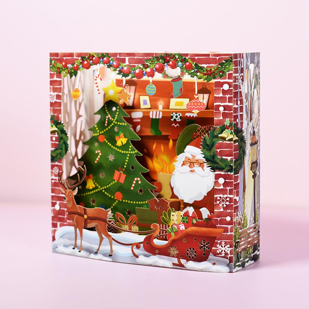 WESAPPINC 3D-Weihnachtskarten, Pop-Up-Weihnachtskarten, Neujahrskarte (6 Stück Merry Christmas)