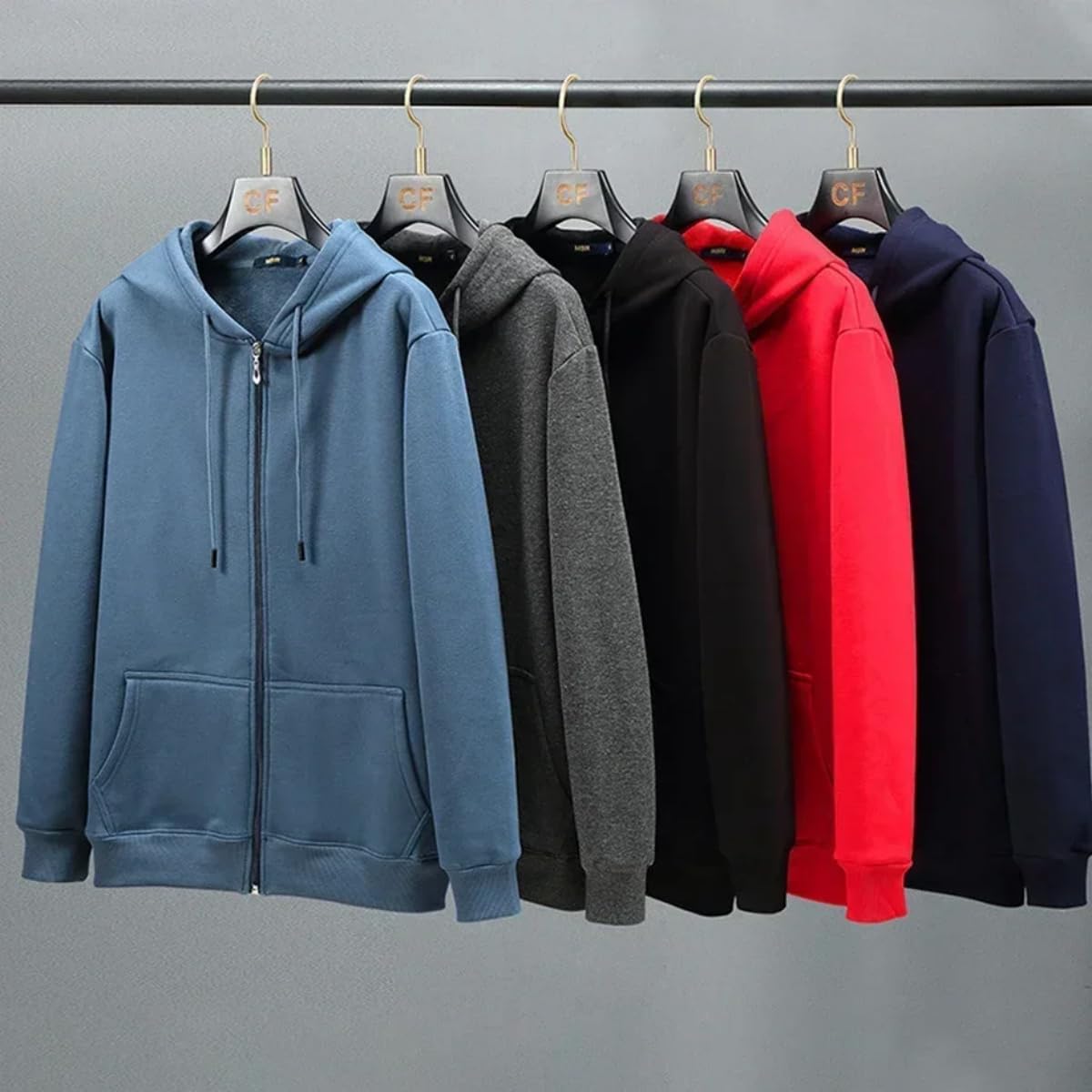 Felpa con Cappuccio da Uomo Grande E M-12Xl, Elegante A Maniche Lunghe con Zip Ampia, Fodera in Pile di Cotone-Outings Casual!